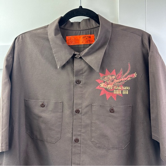 Red Kap + Andrew Bawidamann Flying Tigers Short-Sleeve Button Up Shirt Workshirt - Picture 4 of 12